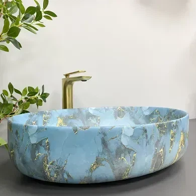 Умивальник (раковина) VBI UDINE MARBLE BLUE MATT накладний - изображение 4