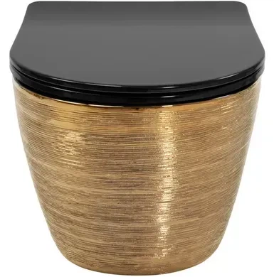 Підвісний унітаз REA CARLO FLAT BRUSHED GOLD BLACK золотий - изображение 5