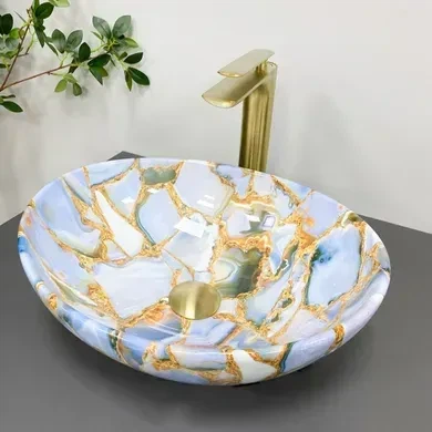 Умивальник (раковина) VBI PARMA MARBLE BLUE GLOSSY накладний - изображение 3