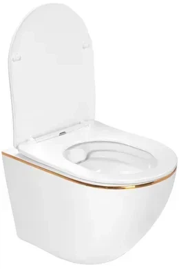Підвісний унітаз REA CARLO WHITE MINI FLAT GOLD EDGE білий - зображення 5