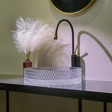 Умивальник (раковина) REA CRISTAL 39 TRANSPARENT накладний - изображение 2
