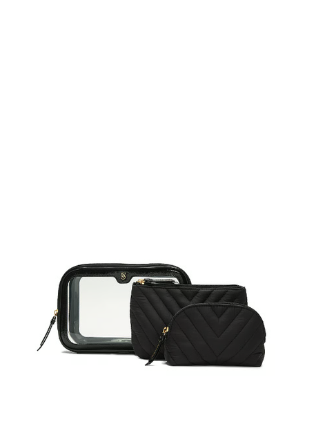Косметичка Victoria's Secret 3 в 1 чорна 3-Piece Makeup Bag - Фото 2 Косметичка Victoria's Secret 3 в 1 чорна 3-Piece Makeup Bag - зображення 2