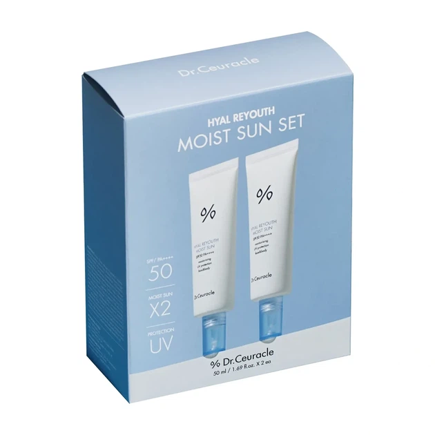 Набір сонцезахисних кремів зволожуючих Dr.Ceuracle SPF50+ PA++++ Hyal Reyouth Moist Sun 2 шт × 50 мл - Фото 1 Набір сонцезахисних кремів зволожуючих Dr.Ceuracle SPF50+ PA++++ Hyal Reyouth Moist Sun 2 шт × 50 мл - зображення 1
