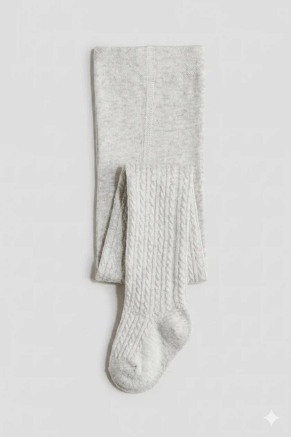 Колготки із плетеним візерунком для дівчинки H&M 1081651-021 074-80 см (6-12 months) сірий - Фото 1 Колготки із плетеним візерунком для дівчинки H&M 1081651-021 074-80 см (6-12 months) сірий - зображення 1