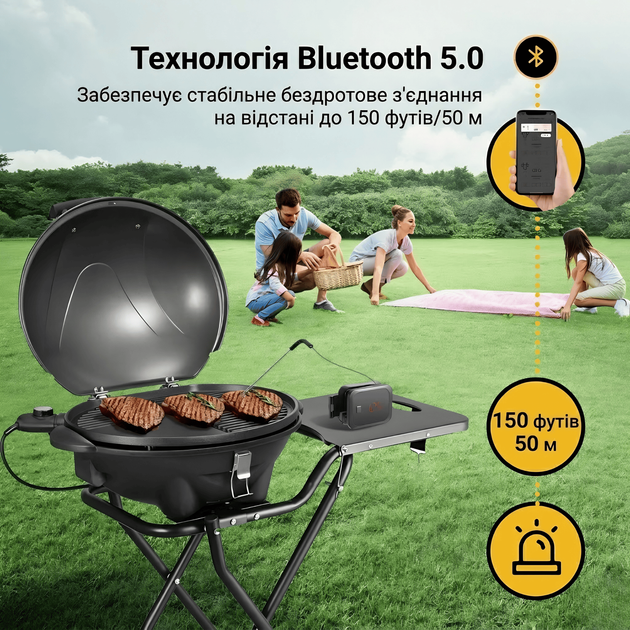 BBQ термометр Inkbird IBT-2X цифровий бездротовий Bluetooth на 2 щупи дистанційний професійний смарт з додатком 50м магнітний LED - изображение 3
