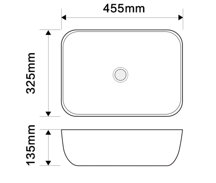 Раковина накладна MIXXUS PREMIUM DIVERSE-0113 MARBLE 455×325 мм, прямокутна, мармурова, матова, з санітарної порцеляни - изображение 2