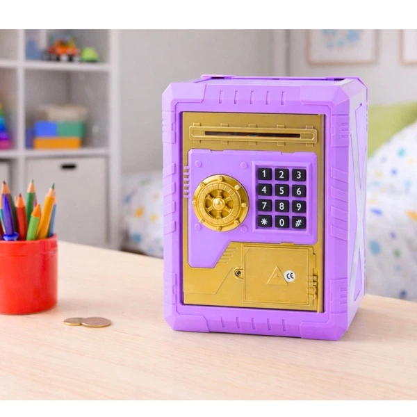 Електронна скарбничка-сейф LEAN Toys на пін-код з автоприйомом купюр Рожевий (750667) (5905991083290) - зображення 5