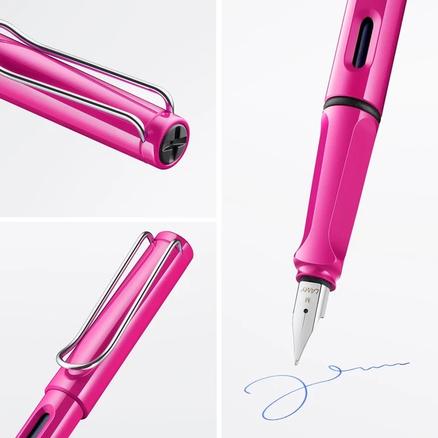Ручка чорнильна LAMY Safari рожева M T10 сині чорнила (4000100) - Фото 4 Ручка чорнильна LAMY Safari рожева M T10 сині чорнила (4000100) - зображення 4