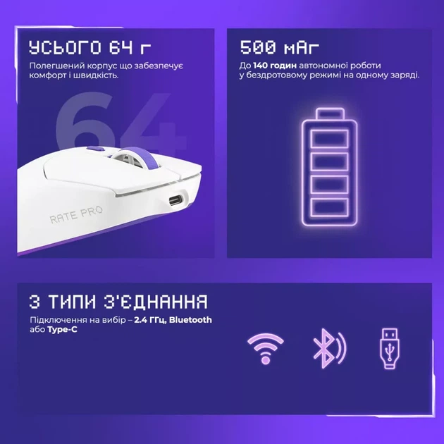 Бездротова ігрова миша Proove Gaming Rate Pro with Charging Dock Чорна - зображення 9