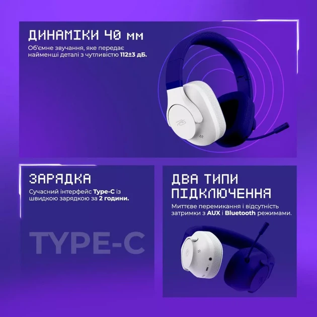 Бездротова ігрова гарнітура Proove Gaming Bliss (APP) Біла - зображення 7