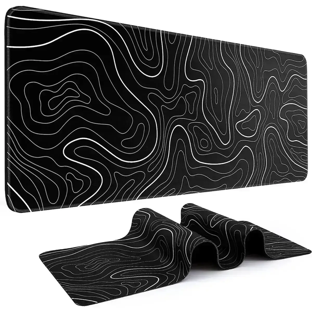 Килимок для миші 600х300х2 мм. Black Contour, черный с линиями, из ткани и резины, Control-поверхность, прошитые края - Фото 2 Килимок для миші 600х300х2 мм. Black Contour, черный с линиями, из ткани и резины, Control-поверхность, прошитые края - изображение 2