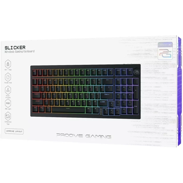 Бездротова клавіатура Proove Gaming Slicker (Ukraine Layout) Чорна - изображение 2