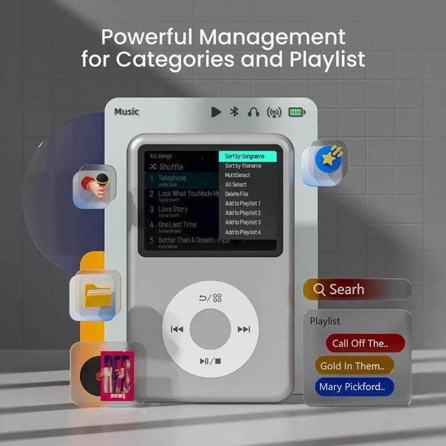 MP3-плеєр INNIOASIS Y1 64gb (Bluetooth, Відео), Сірий - зображення 3