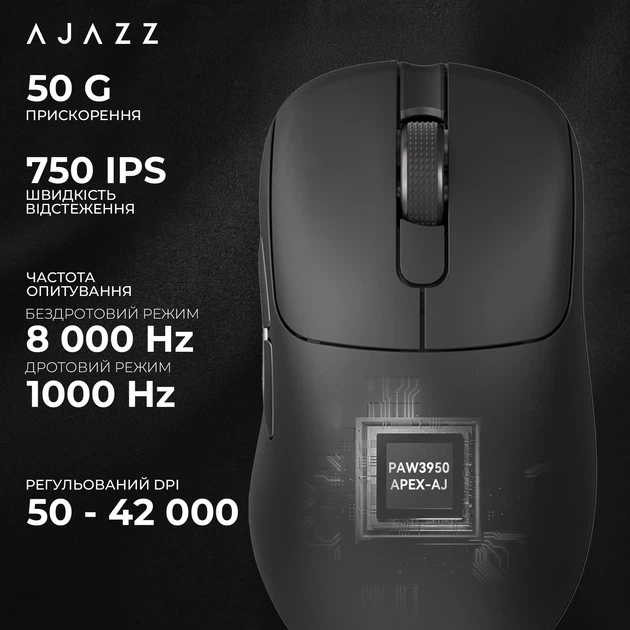 Миша Ajazz AJ179 APEX Wireless/Bluetooth/USB Black Charging Dock (AJM179-A-B) - Фото 15 Миша Ajazz AJ179 APEX Wireless/Bluetooth/USB Black Charging Dock (AJM179-A-B) - зображення 15