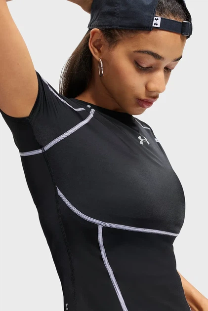 Жіноча чорна футболка HeatGear Elite SS Under Armour XS 6015368-008 - Фото 4 Жіноча чорна футболка HeatGear Elite SS Under Armour XS 6015368-008 - изображение 4