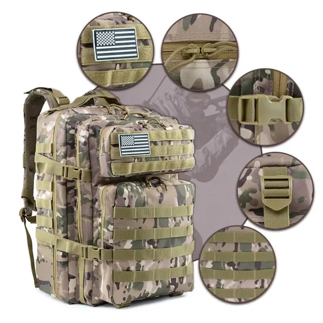 Рюкзак тактичний MOLLE 45 л Мультикам - зображення 6