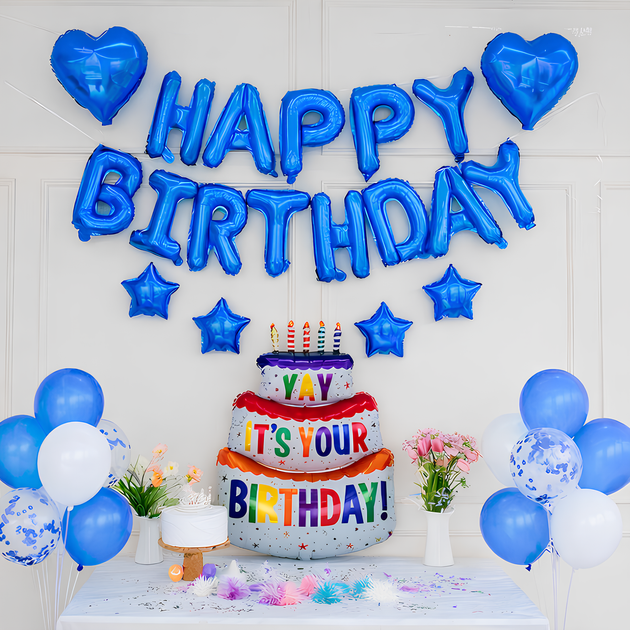 Фотозона Із Кульок Blue Birthday Party ( 23 кульок ) - Фото 1 Фотозона Із Кульок Blue Birthday Party ( 23 кульок ) - зображення 1