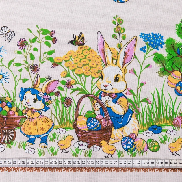 Ткань скатертная рогожка Пасхальная (160г/м.кв150см пог.м) 195276 - изображение 3