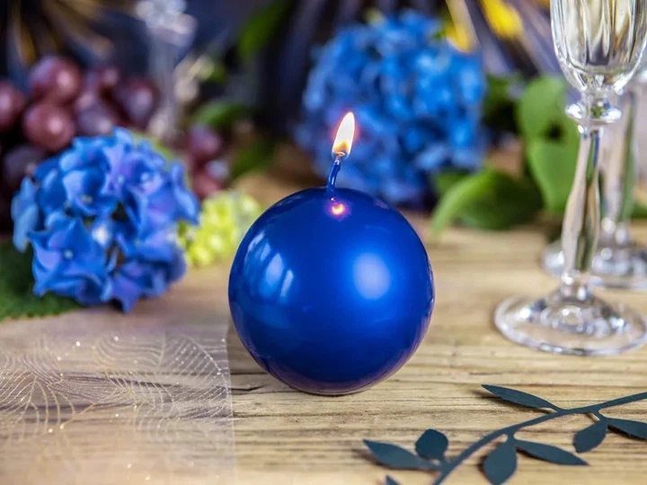 Набір свічок Party Deco Металізована куля 6 см 10 шт. Темно-сині (ZES5902230731769) - зображення 2