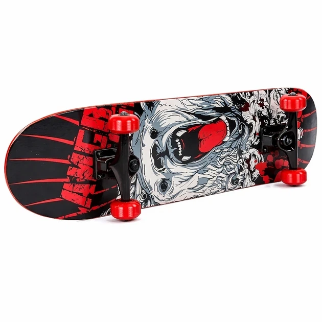 Скейтборд деревянный SP-Sport Skateboard Pattern 4411-9 размер 78х20см Black-Red - изображение 2