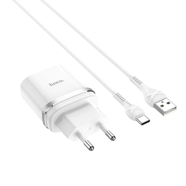 Мережевий зарядний пристрій з кабелем HOCO C12Q Smart QC3.0 charger set(Type-C) 18W White - Фото 1 Мережевий зарядний пристрій з кабелем HOCO C12Q Smart QC3.0 charger set(Type-C) 18W White - зображення 1