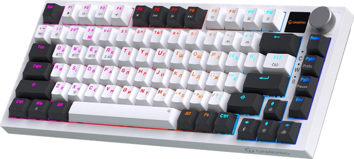 Бездротова механічна клавіатура GamePro MK160D Pro QLAB Sakura Switch White - Фото 3 Бездротова механічна клавіатура GamePro MK160D Pro QLAB Sakura Switch White - зображення 3
