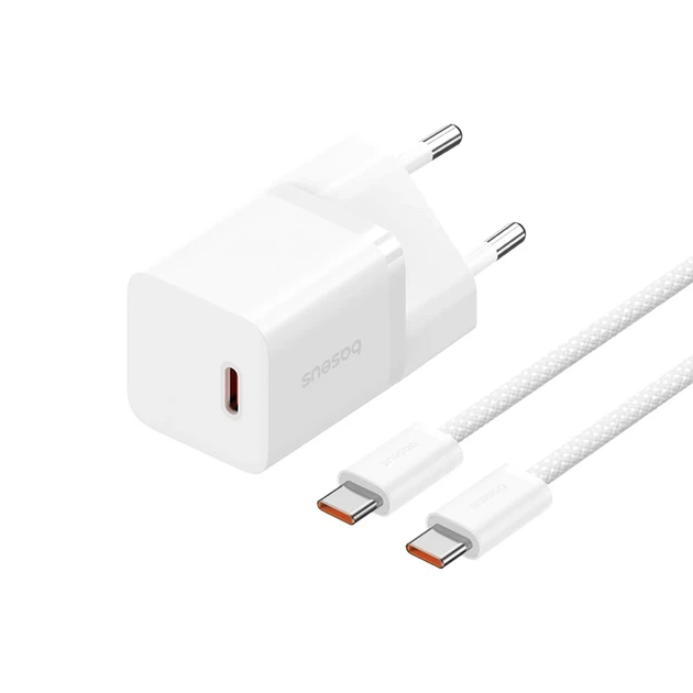 Мережевий зарядний пристрій з кабелем Baseus GaN5 Fast Charger(mini) 1C 30W EU Moon White(With: Fast Charging Data Cable Type-C) - Фото 1 Мережевий зарядний пристрій з кабелем Baseus GaN5 Fast Charger(mini) 1C 30W EU Moon White(With: Fast Charging Data Cable Type-C) - изображение 1