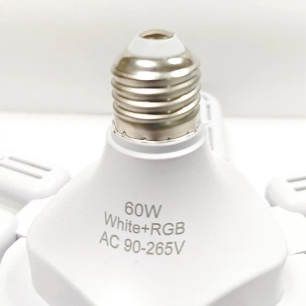 LED лампа с вентилятором AY1033 60W E28 складная потолочная с охлаждением пластиковая белая - изображение 6