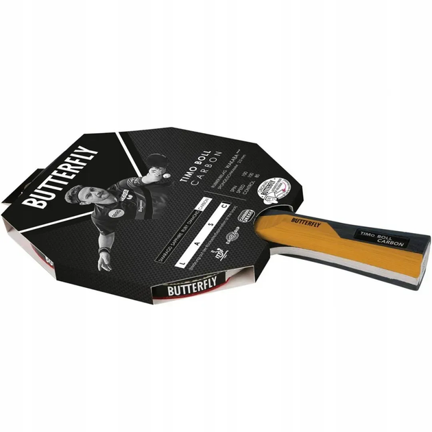 Ракетка для настільного тенісу Butterfly Timo Boll Carbon, чорна - Фото 3 Ракетка для настільного тенісу Butterfly Timo Boll Carbon, чорна - изображение 3