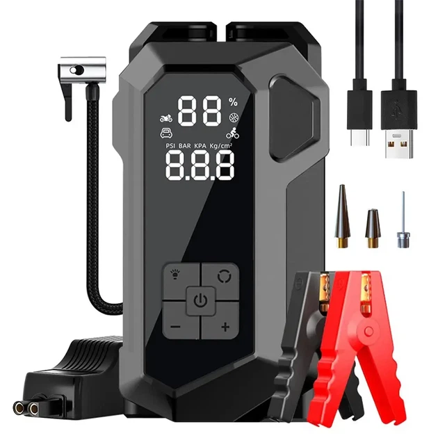 Пусковое устройство JUMP STARTER 18B 4в1 16000mAh 2000A с компрессором для авто автомобильный бустер 10411 - Фото 2 Пусковое устройство JUMP STARTER 18B 4в1 16000mAh 2000A с компрессором для авто автомобильный бустер 10411 - изображение 2