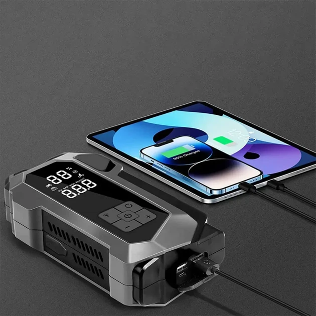 Пусковое устройство JUMP STARTER 18B 4в1 16000mAh 2000A с компрессором для авто автомобильный бустер 10411 - Фото 6 Пусковое устройство JUMP STARTER 18B 4в1 16000mAh 2000A с компрессором для авто автомобильный бустер 10411 - изображение 6
