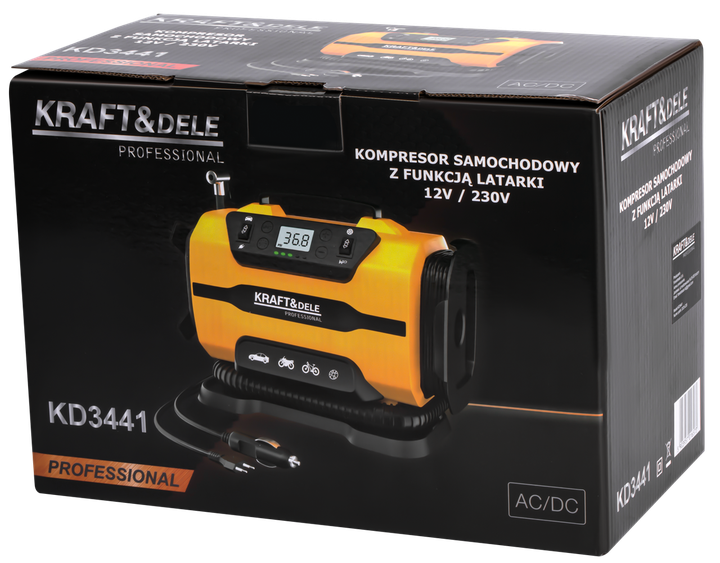 Автомобильный компрессор Kraft&Dele KD3441 от прикуривателя и розетки универсальный насос для шин 10.3 бар - изображение 8