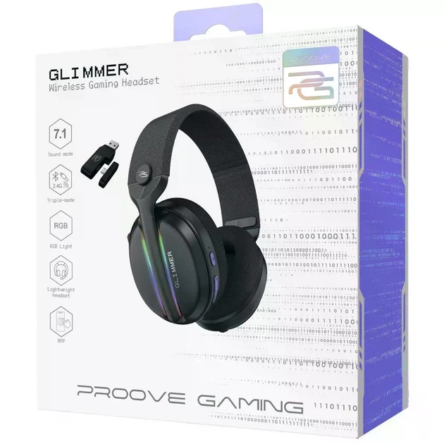Бездротова ігрова гарнітура Proove Gaming Glimmer (APP) Чорна - изображение 2