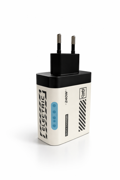 Блок живлення зі швидкою зарядкою, 240W на 5 портів (2×USB + 3×Type-C, QC 3.0) - Фото 3 Блок живлення зі швидкою зарядкою, 240W на 5 портів (2×USB + 3×Type-C, QC 3.0) - зображення 3