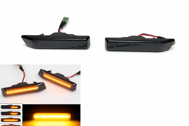 Динамические LED повторители поворота BMW X5 E53 E36 M3 тонированные Smoked Black бегающий поворотник CANBUS 2 шт - изображение 2