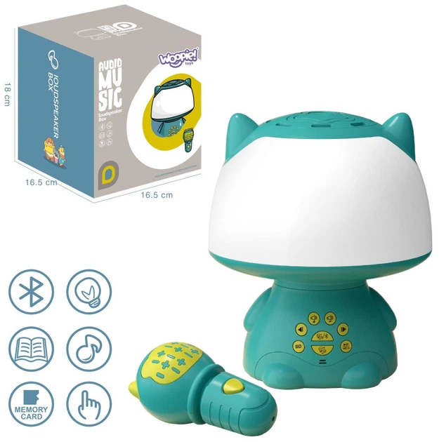 Zabawka interaktywna Woopie Lampka Nocna Głośnik Bluetooth, Karaoke i Modulator Głosu Turkusowa (5906280655167) - obraz 2