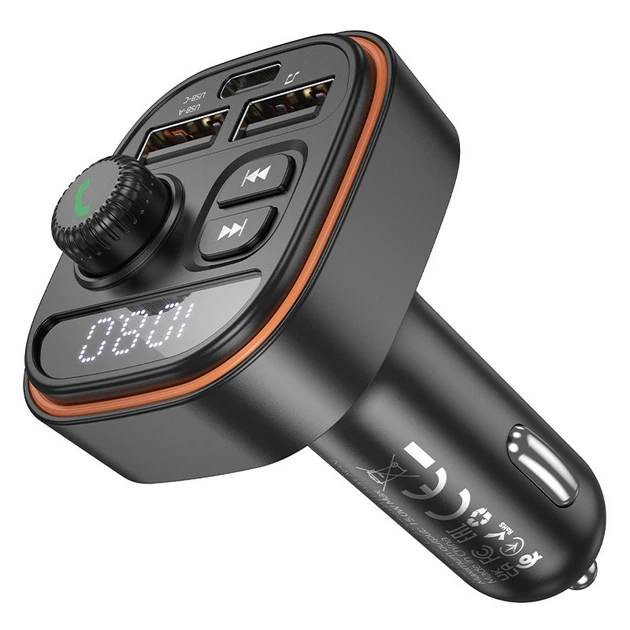 АЗУ с FM-модулятором BOROFONE BC59 Heroic car BT FM transmitter Black - изображение 4