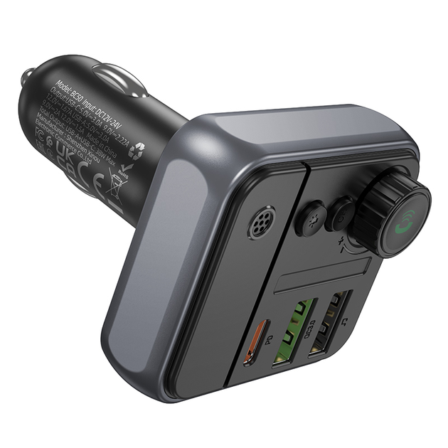 АЗУ с FM-модулятором BOROFONE BC50 Ascenso PD20W+QC3.0 car BT FM transmitter Black - изображение 7