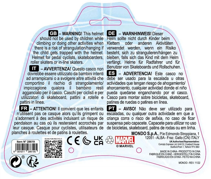Kask dla dzieci Mondo Spider-Man 52 - 56 cm Niebieski (8001011286195) - obraz 3