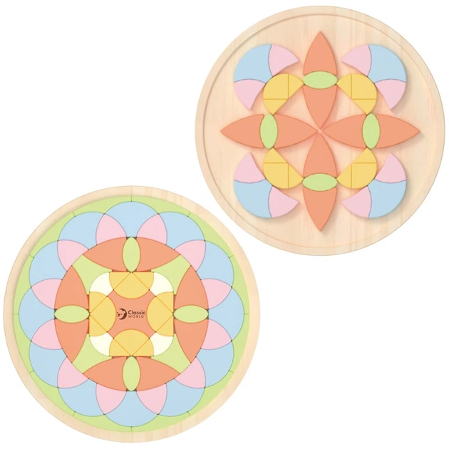 Pastelowa mandala Classic World układanka Montessori mozaika kwiaty (6927049022616) - obraz 2