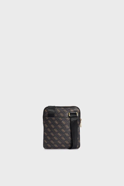 Чоловіча темно-коричнева сумка з візерунком VEZZOLA SMART CROSSBODY FLAT Guess OS HMEVZLP2223 - изображение 4