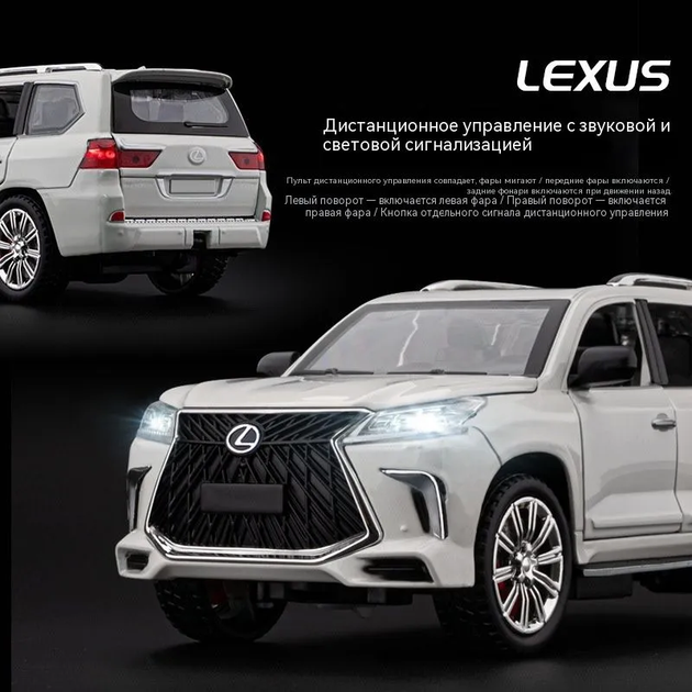 Радиоуправляемая машинка Lexus 570 1:24 METAL RC со светом и звуком, премиум модель, подарок - Фото 5 Радиоуправляемая машинка Lexus 570 1:24 METAL RC со светом и звуком, премиум модель, подарок - изображение 5