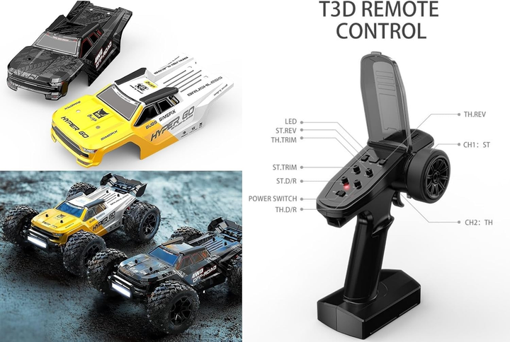 Машинка на радиоуправлении MJX Hyper Go 14207 1:14 4WD до 55 км/ч, Brushless RC монстр-трак, внедорожник, металлическая трансмиссия, LiPo 2S/3S - изображение 5