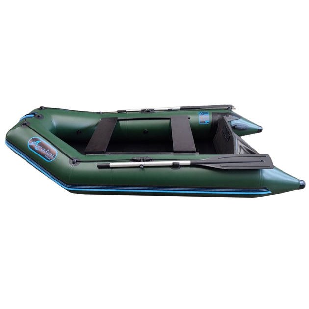Надувная двухместная лодка ПВХ Avalon АТ270 / 2,7 м / 2-х местный / моторный / рельсовый настил / передвижные сиденья / ⌀36 см / Зеленый - Фото 3 Надувная двухместная лодка ПВХ Avalon АТ270 / 2,7 м / 2-х местный / моторный / рельсовый настил / передвижные сиденья / ⌀36 см / Зеленый - изображение 3