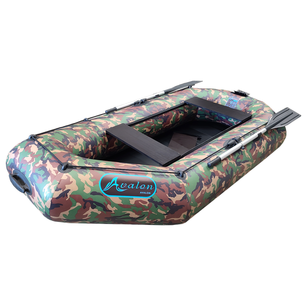 Надувная двухместная лодка ПВХ Avalon А250 / 2,5 м / 2-х местный / гребной / рельсовый настил / передвижные сиденья / ⌀36 см / Камуфляж - изображение 4