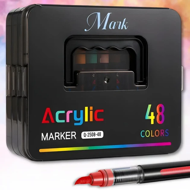 Маркер для творчества Acrylic MAP-14, 48 цветов, акриловые, кистевые - изображение 3