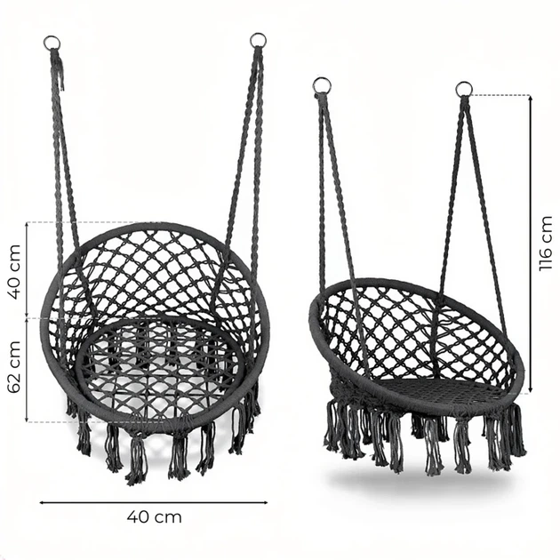 Fotel wiszący ModernHome by Multistore Boho Szary (ESO-SW092-7-4) - obraz 6