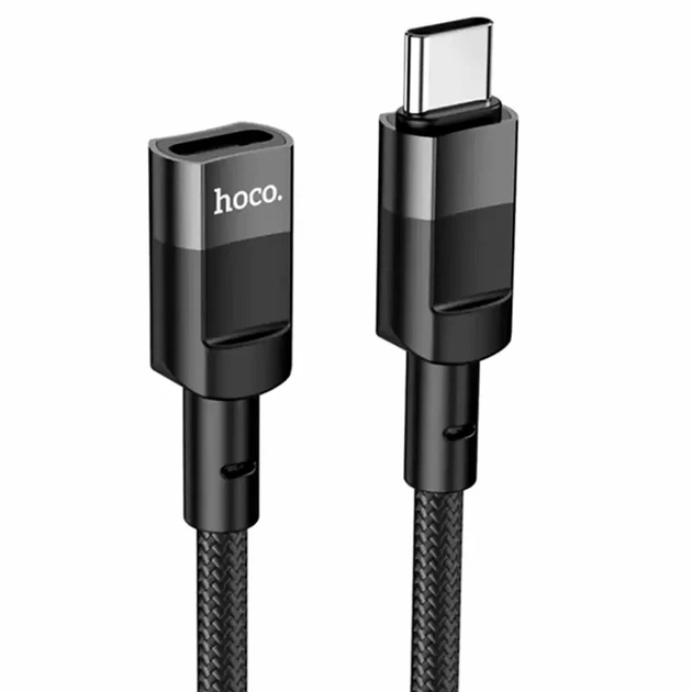 Кабель подовжувач Type-C тато на Type-C мама 1,2 м 3 А для заряджання та передавання даних HOCO U107 чорний - Фото 3 Кабель подовжувач Type-C тато на Type-C мама 1,2 м 3 А для заряджання та передавання даних HOCO U107 чорний - зображення 3