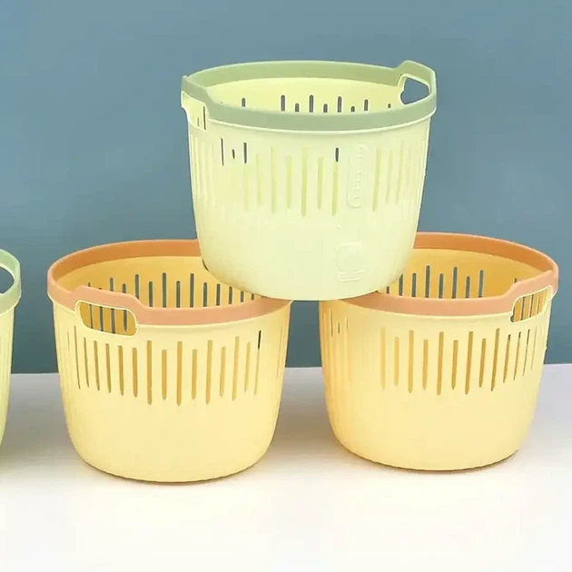 Корзина для хранения 16х13 см из пластика светло-зеленая для мелочей с ручками и вентиляционными отверстиями - Фото 7 Корзина для хранения 16х13 см из пластика светло-зеленая для мелочей с ручками и вентиляционными отверстиями - изображение 7