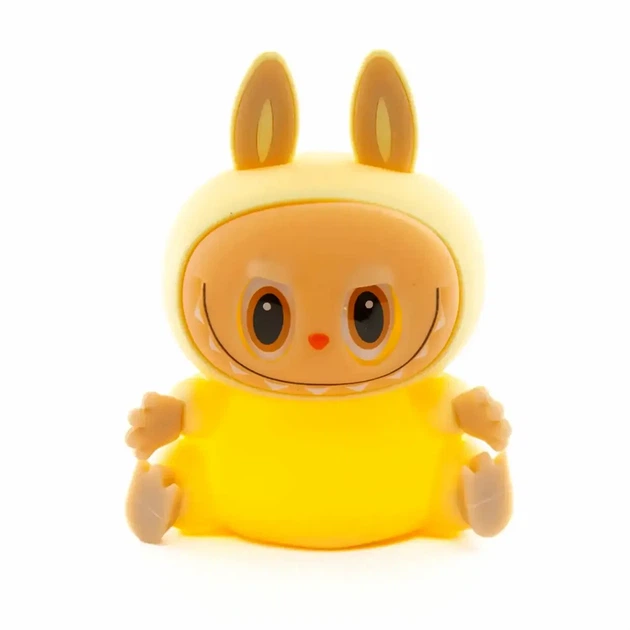 Ночник аккумуляторный Labubu желтый 2.5 Вт 14x11x8.5 см USB светодиодный из силикона для детей - изображение 4